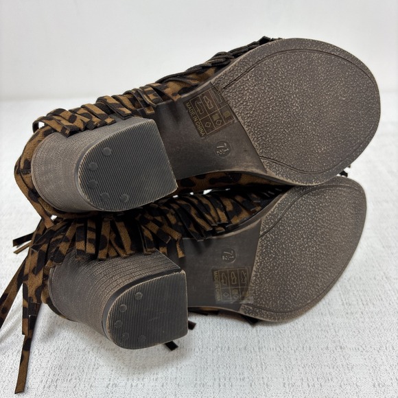 Mobwife Mata‎ Leopard Suede Fringe Ankle Boots Women's Size 7.5 Animal Print EUC - Picture 7 of 8